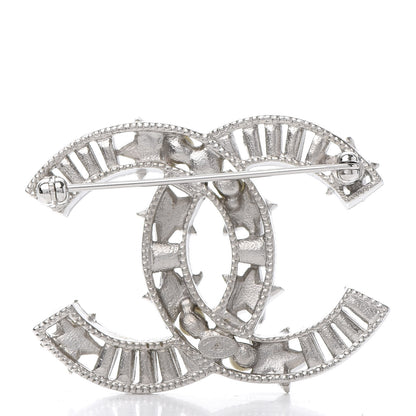 Chanel Crystal Pearl CC Star Coco Flapper Brooch Silver 3 of 5