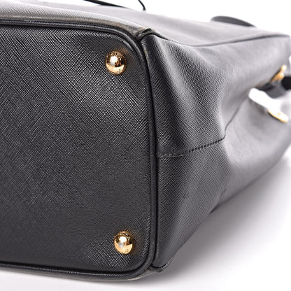 Prada Saffiano Lux Bi-Color Medium Tote Mercurio Black 9 of 21
