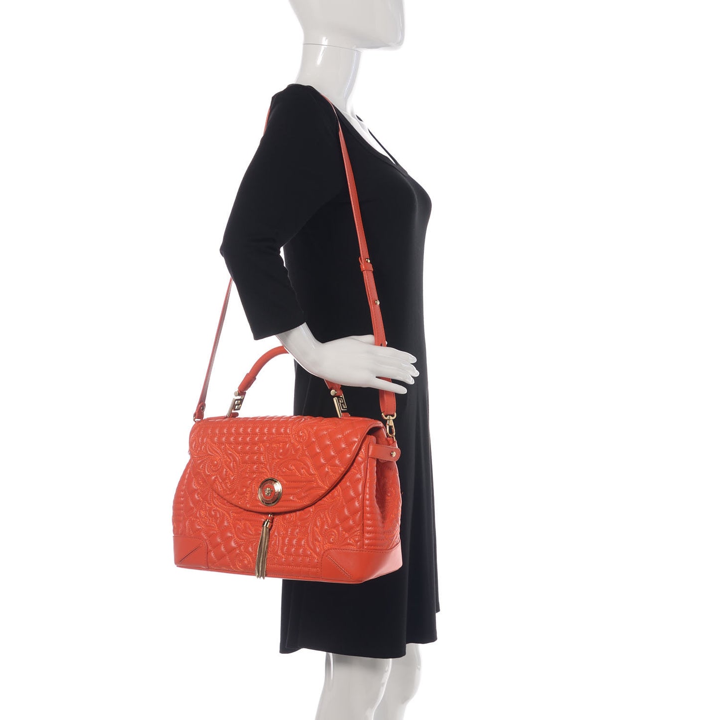 Barocco Quilted Nappa Altea Vanitas Satchel Orange