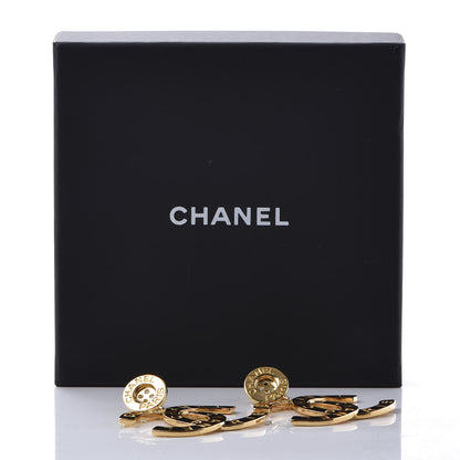 Chanel Metal Large Paris Button Earrings Gold 7 of 7