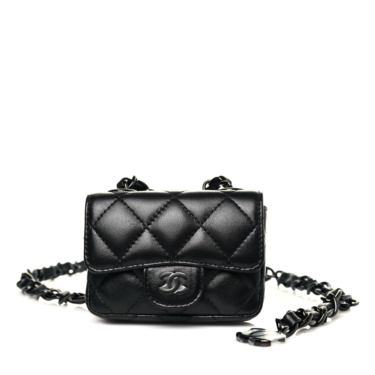 Chanel Lambskin Quilted Mini Chain Belt Bag Black 1 of 13