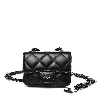 Chanel Lambskin Quilted Mini Chain Belt Bag Black 1 of 13