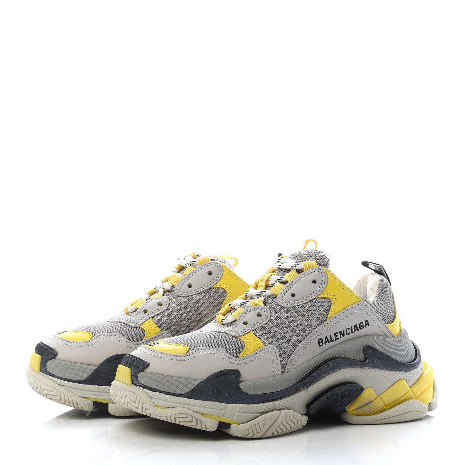 Balenciaga Fabric Mesh Womens Triple S Sneakers 35 Yellow Grey White 3 of 8