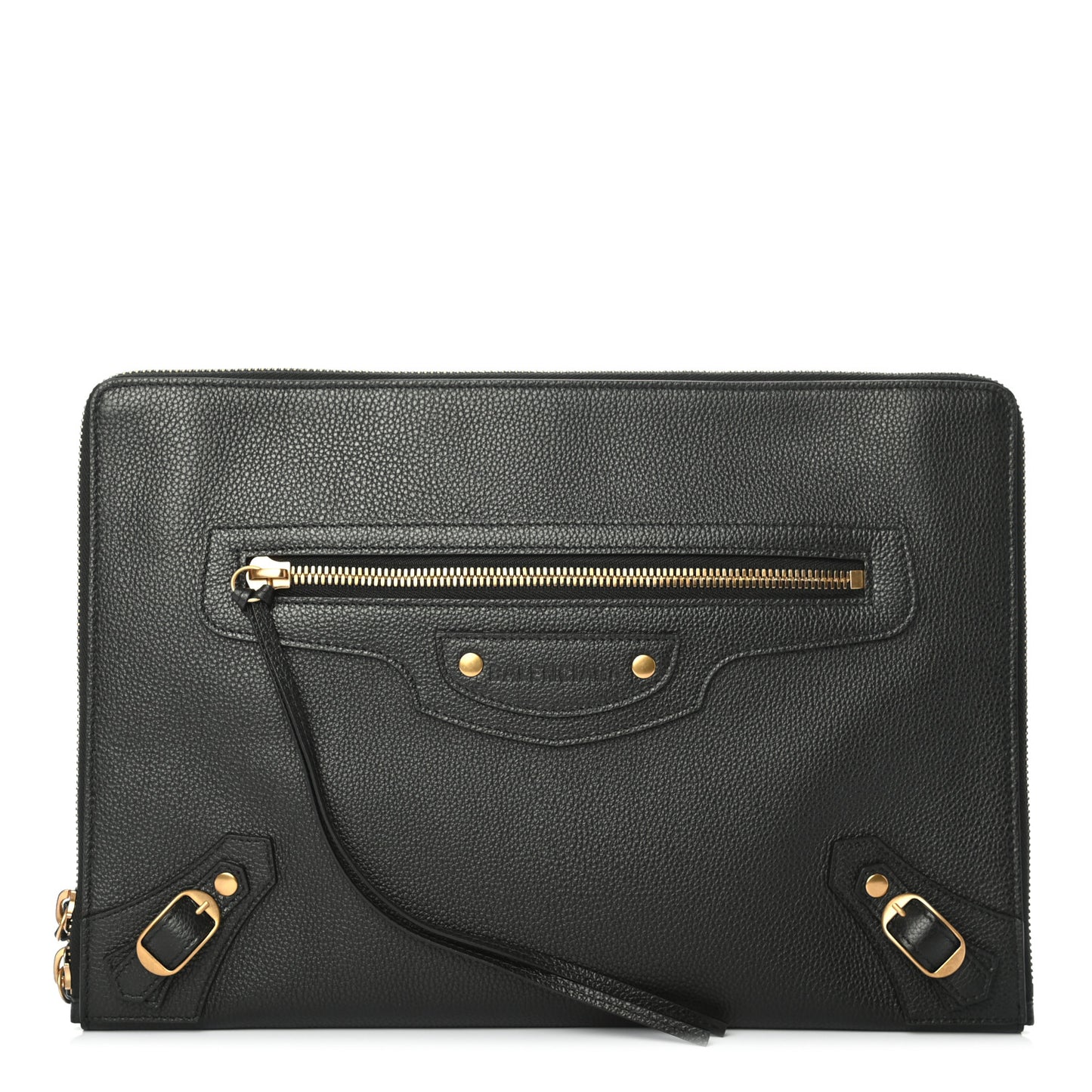 Grained Calfskin Neo Classic Gold Hardware Pouch Black
