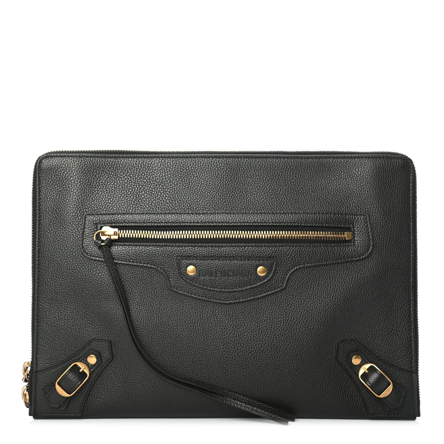 Balenciaga Grained Calfskin Neo Classic Gold Hardware Pouch Black 1 of 5