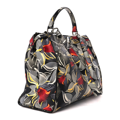 Fendi Calfskin Orchid Large Peekaboo Iconic Satchel Black Multicolor 3 of 10