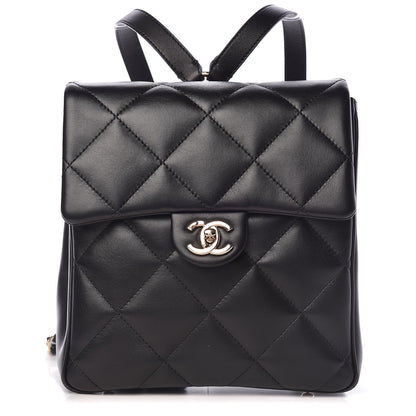 Chanel Lambskin Quilted Chain Backpack Black 1 of 12