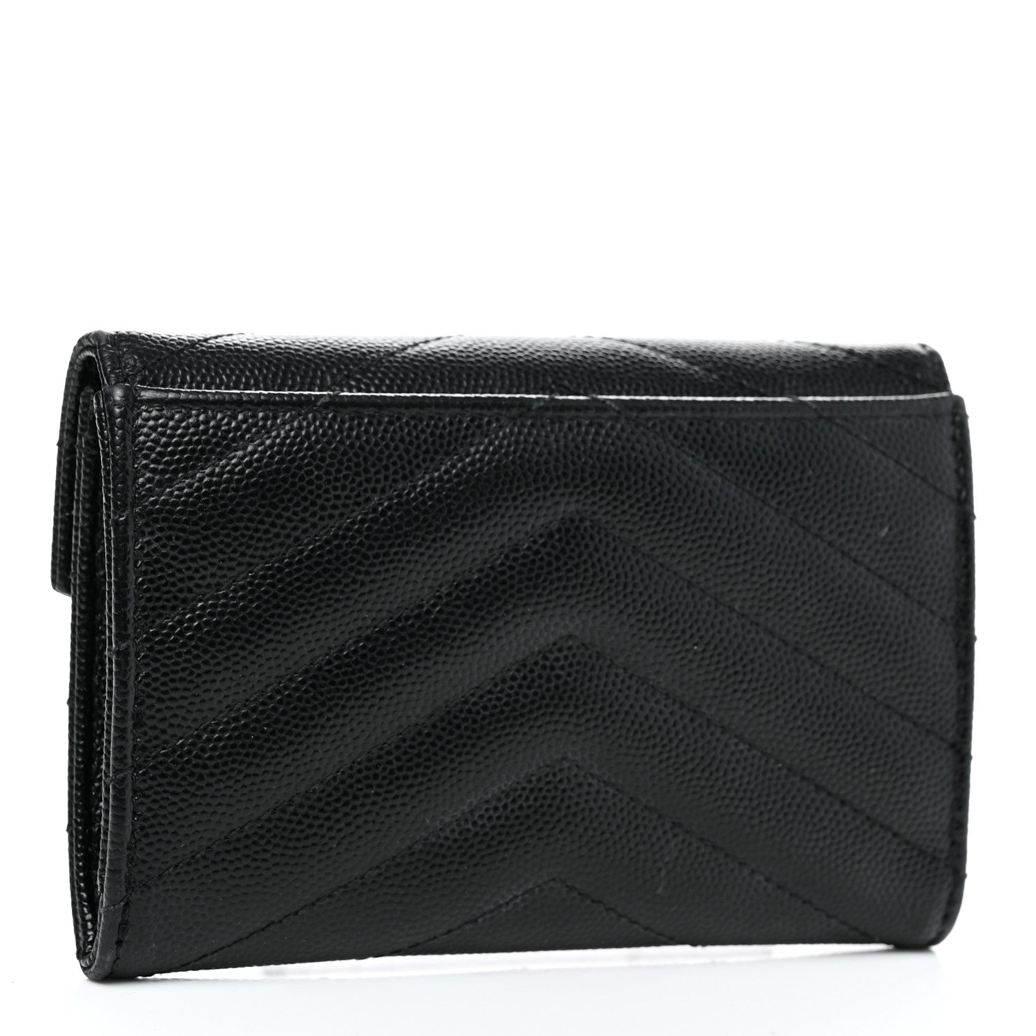 Saint Laurent Grain De Poudre Matelasse Chevron Small Monogram Envelope Wallet Black 3 of 7