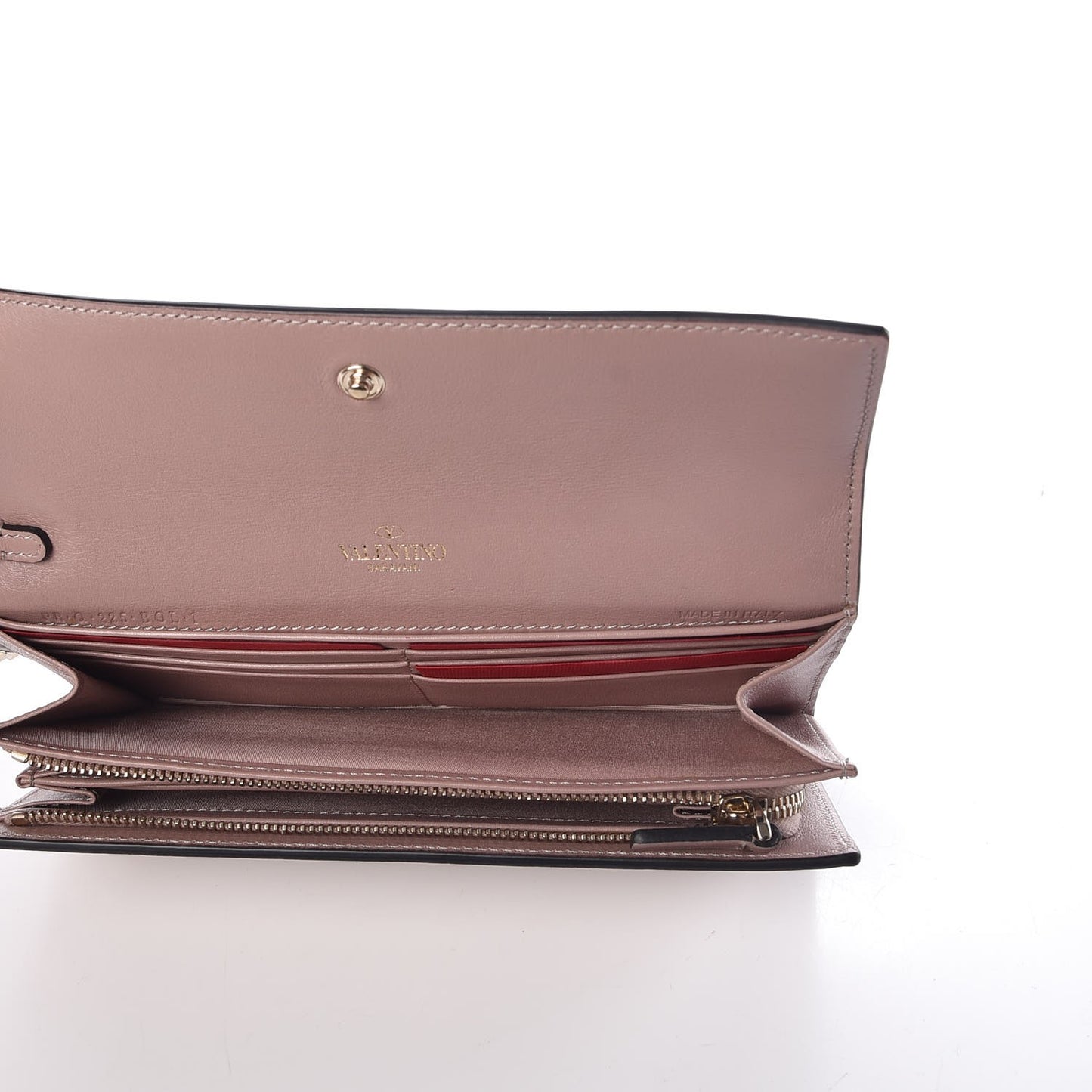 Calfskin Rockstud Wristlet Travel Wallet Poudre