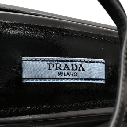 Prada Spazzolato Mary Jane T Strap Wedge Pumps 40 Mercurio 7 of 8