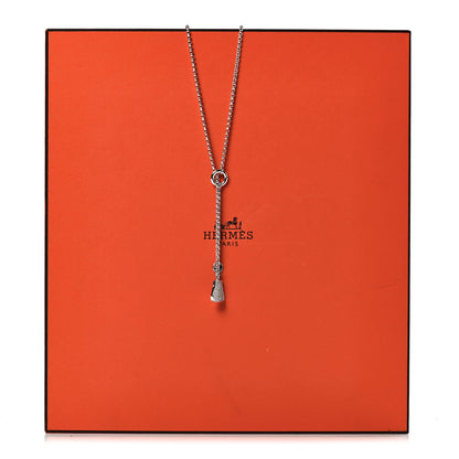 Hermes 18K White Gold Diamond PM Kelly Clochette Necklace 4 of 4