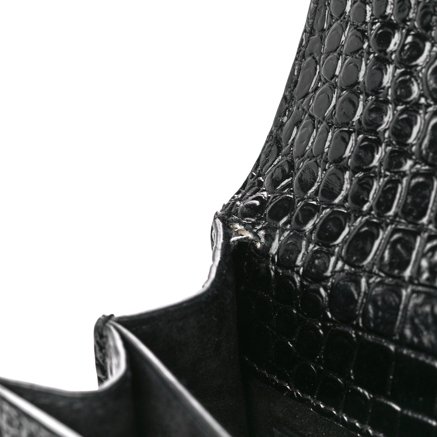 Saint Laurent Calfskin Crocodile Embossed Medium Monogram Sunset Black 5 of 16