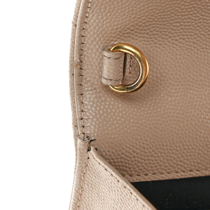 Saint Laurent Grain De Poudre Matelasse Chevron Monogram Envelope Clutch Dark Beige 10 of 12