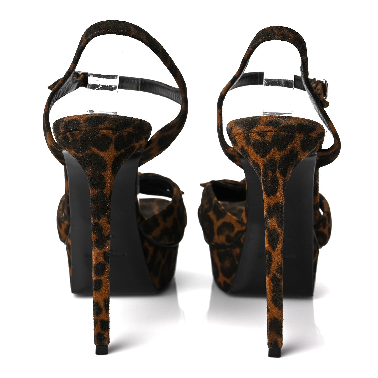 Saint Laurent Suede Leopard Print Tribute Platform Sandals 38.5 Brown 5 of 10