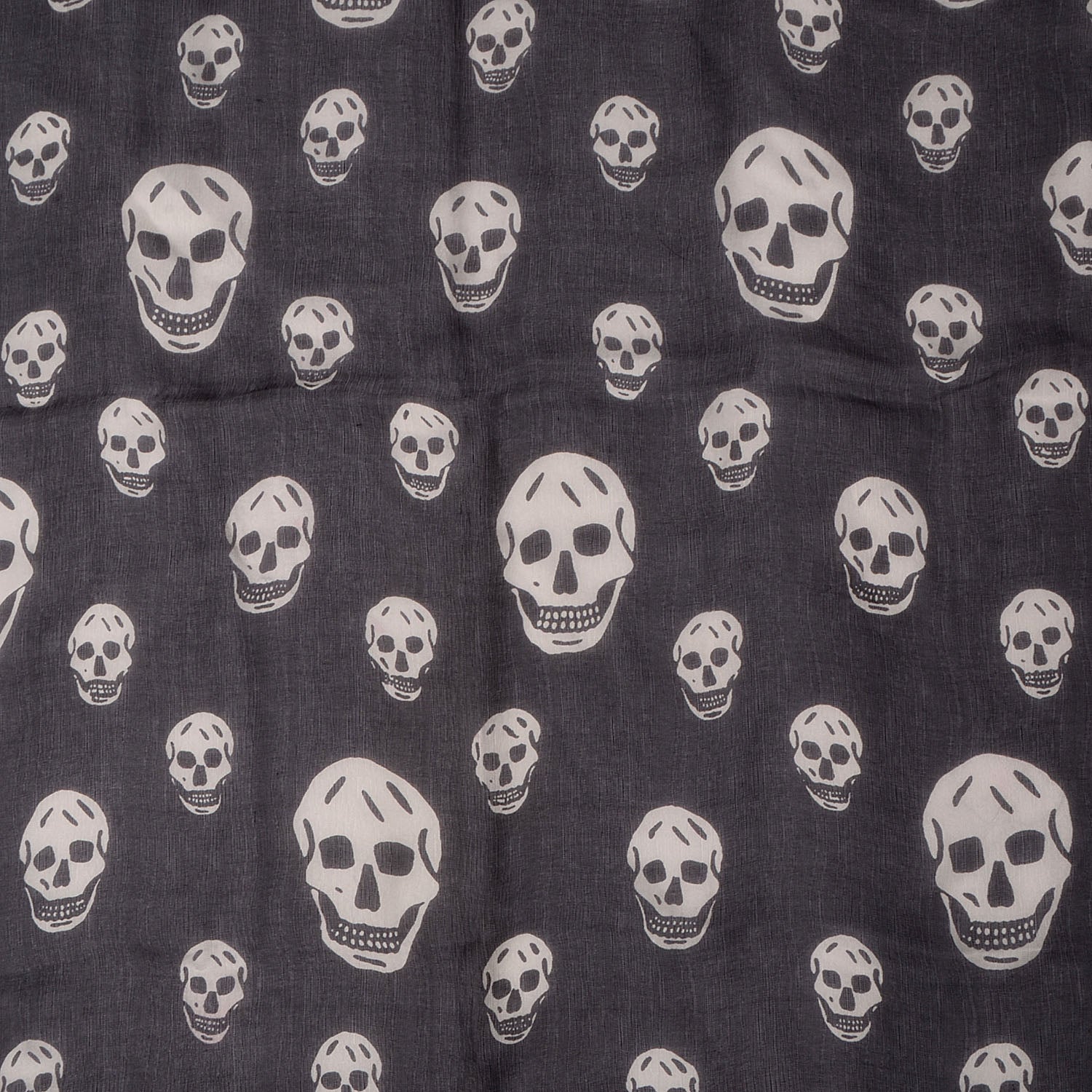 Alexander McQueen Silk Chiffon Skull Scarf Black Ivory 1 of 7