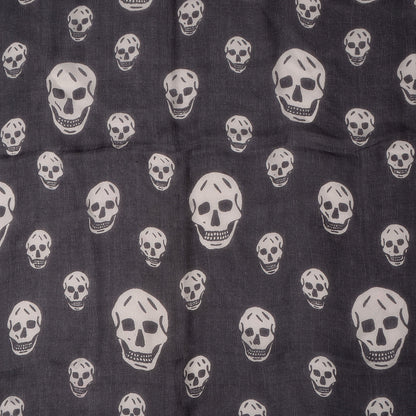 Alexander McQueen Silk Chiffon Skull Scarf Black Ivory 1 of 7