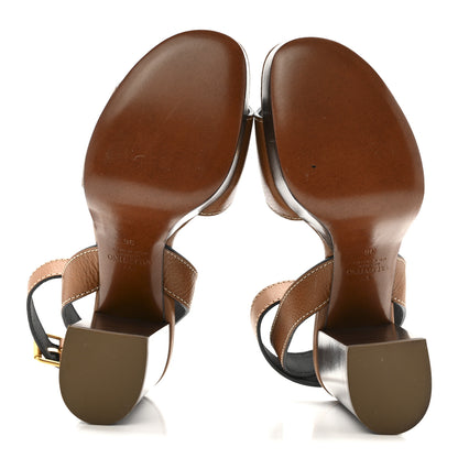 Valentino Garavani Grainy Cowhide VLogo Platform Sandals 38 Cuoio 6 of 13