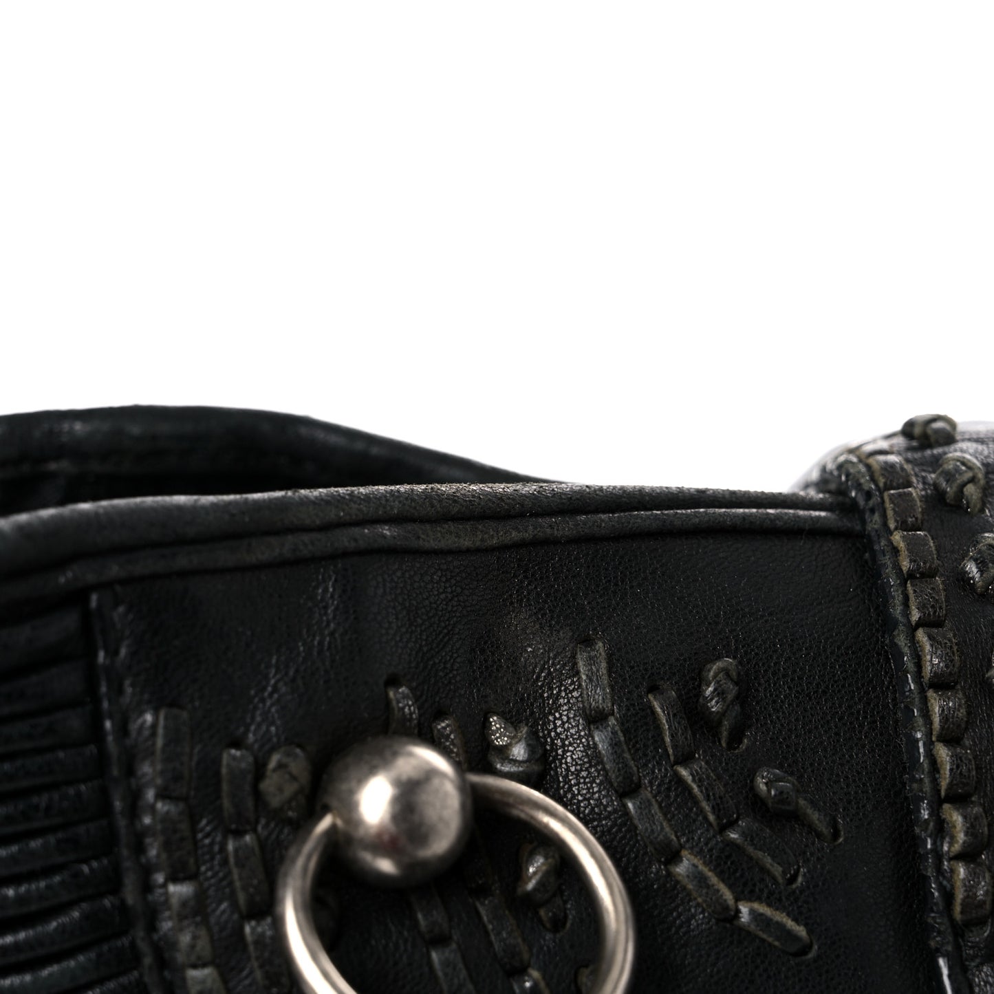 Lambskin Plisse Pleated Basket Tote Bag Black