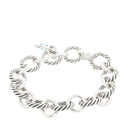 David Yurman Sterling Silver Blue Topaz Oval Link Charm Bracelet 2 of 3