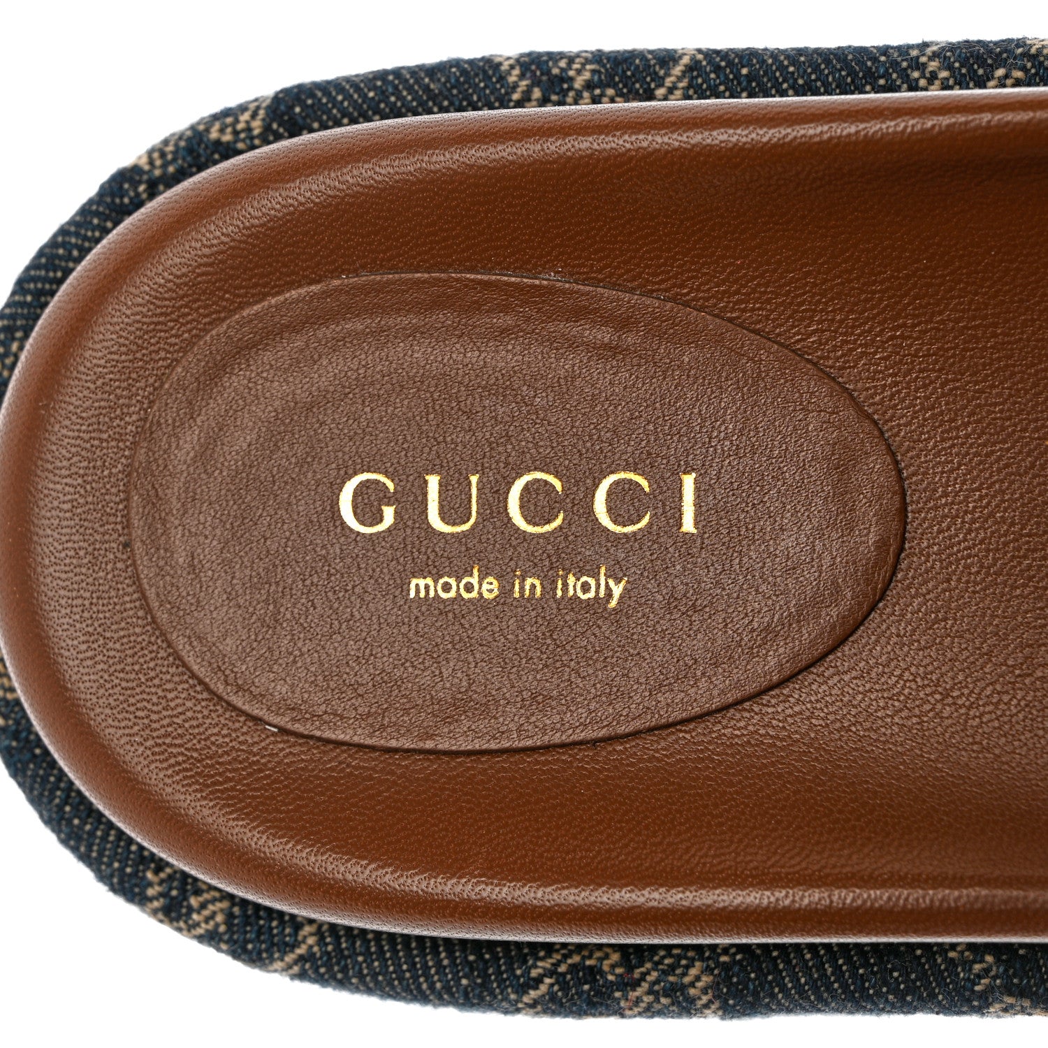 Gucci New Denim GG Monogram Angelina Platform 55mm Slide Sandals 37 Blue Tea 7 of 9