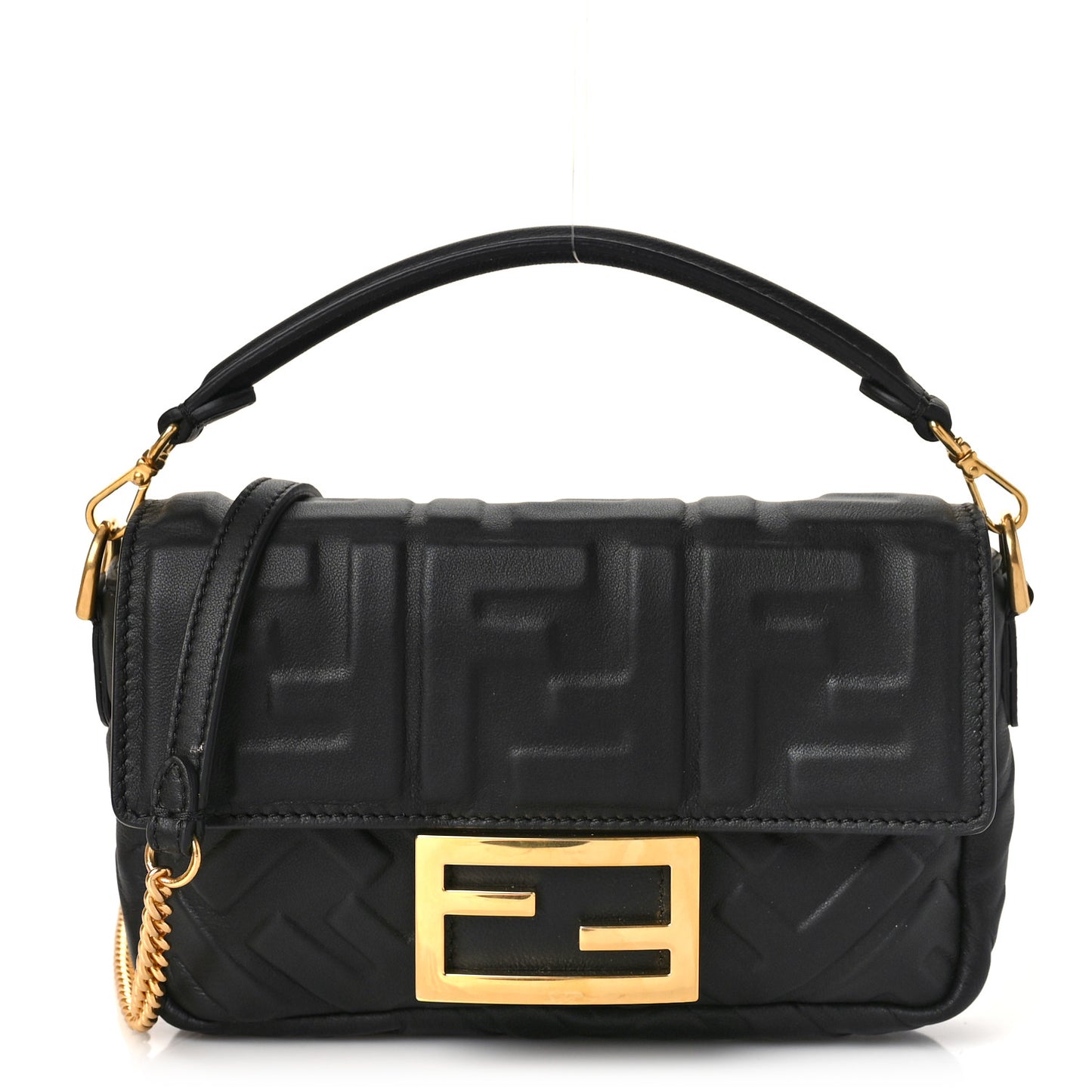 Nappa FF 1974 Embossed Mini Baguette Black