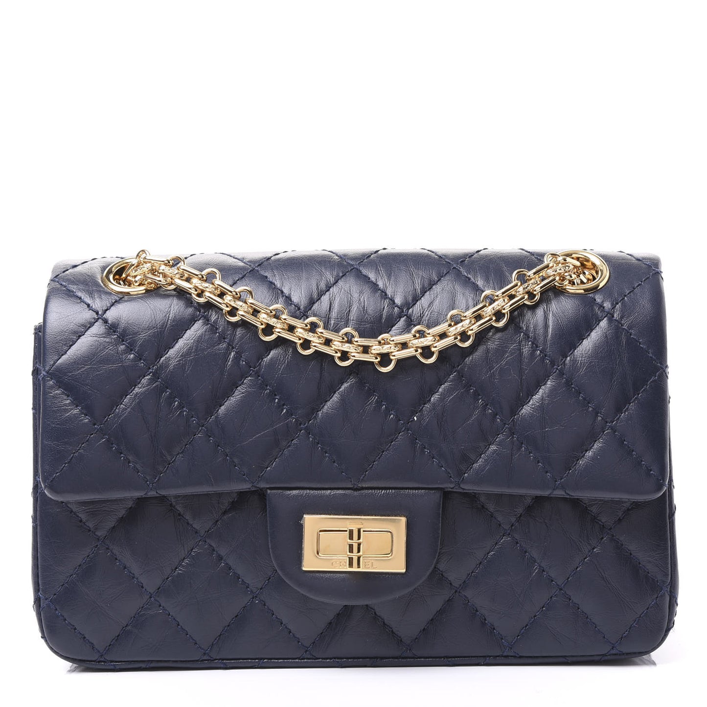 Aged Calfskin Quilted 2.55 Reissue Mini Flap Navy