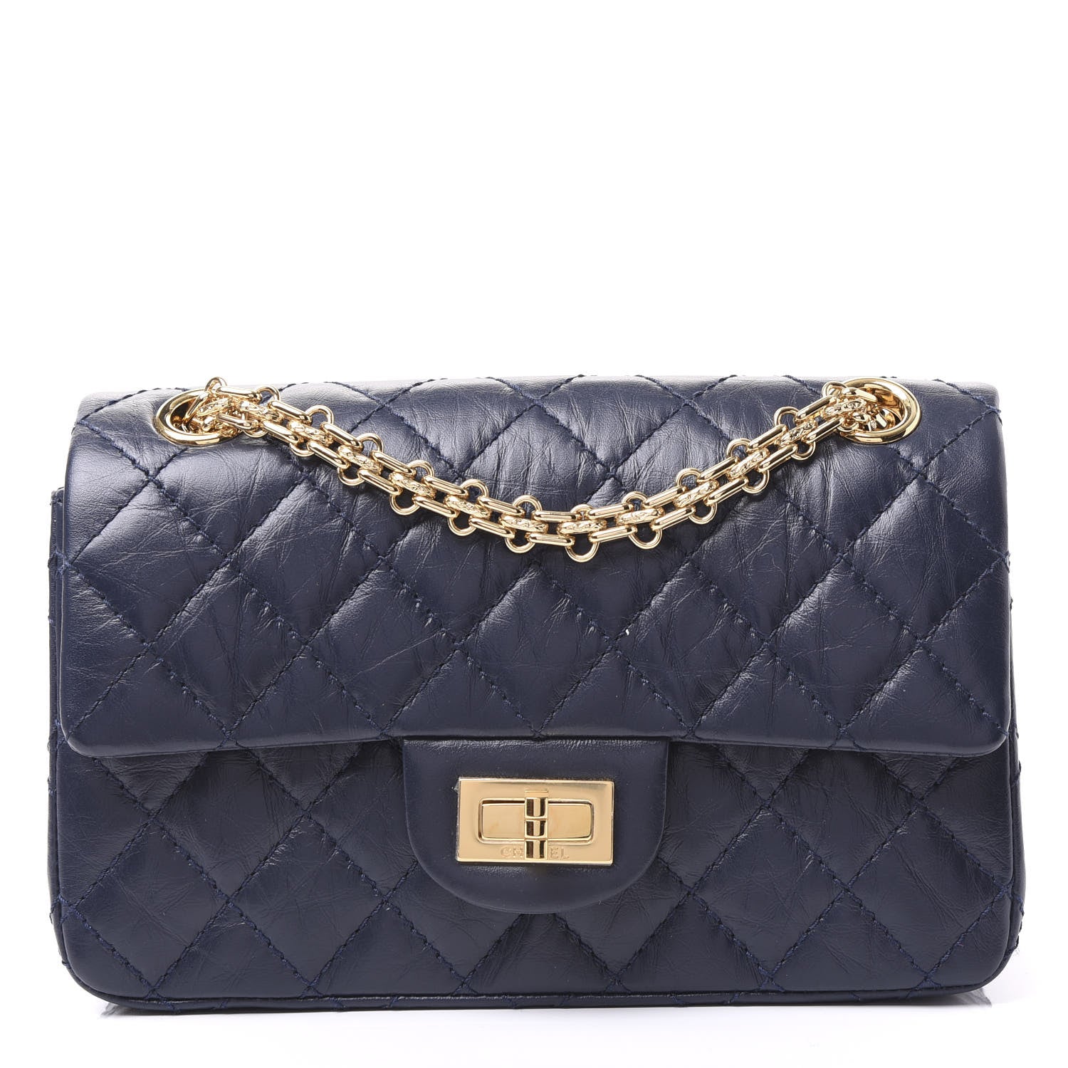 Chanel Aged Calfskin Quilted 2.55 Reissue Mini Flap Navy 1 of 9