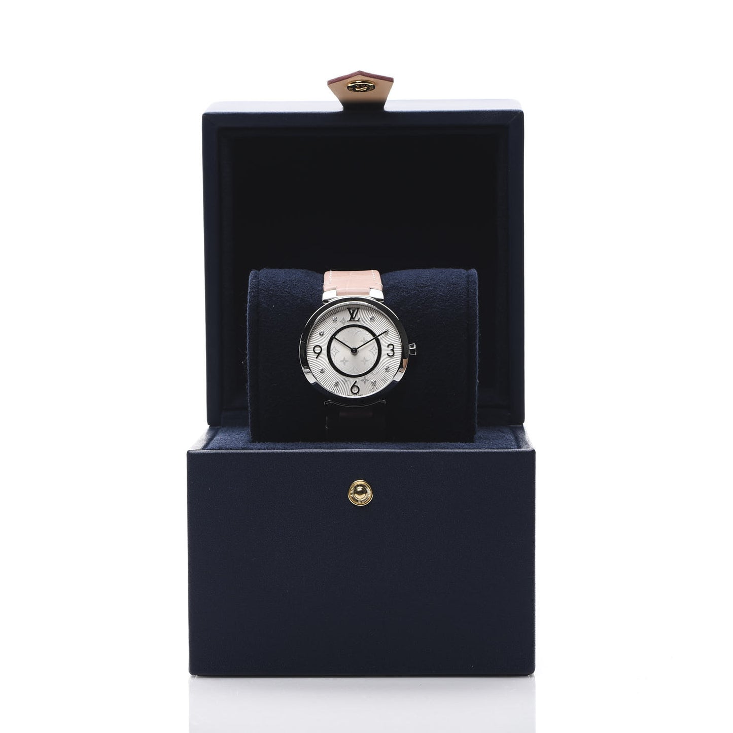 Stainless Steel Alligator Diamond 33mm Tambour Slim Quartz Watch