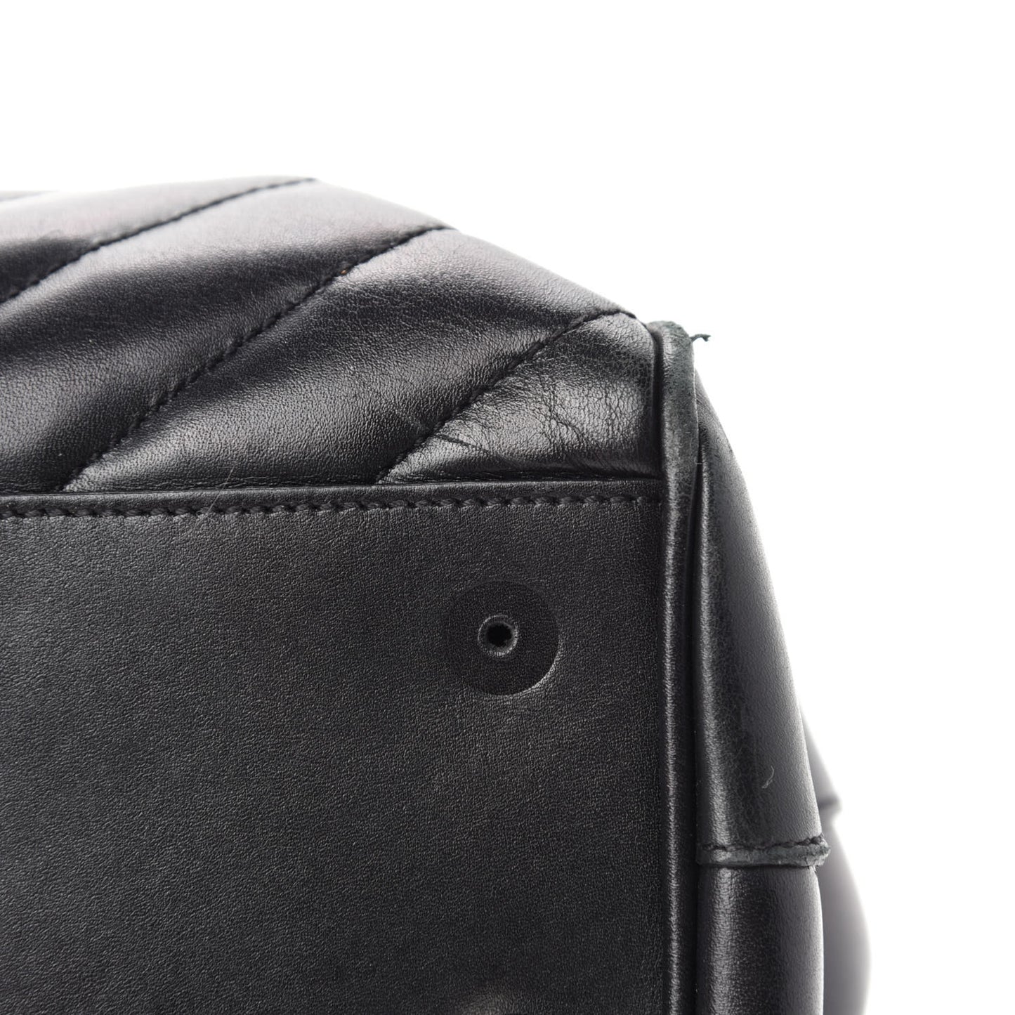 Smooth Calfskin Matelasse Chevron Monogram Shopping Bag Black