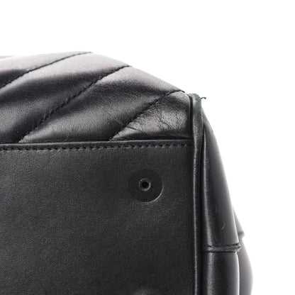 Saint Laurent Smooth Calfskin Matelasse Chevron Monogram Shopping Bag Black 8 of 16