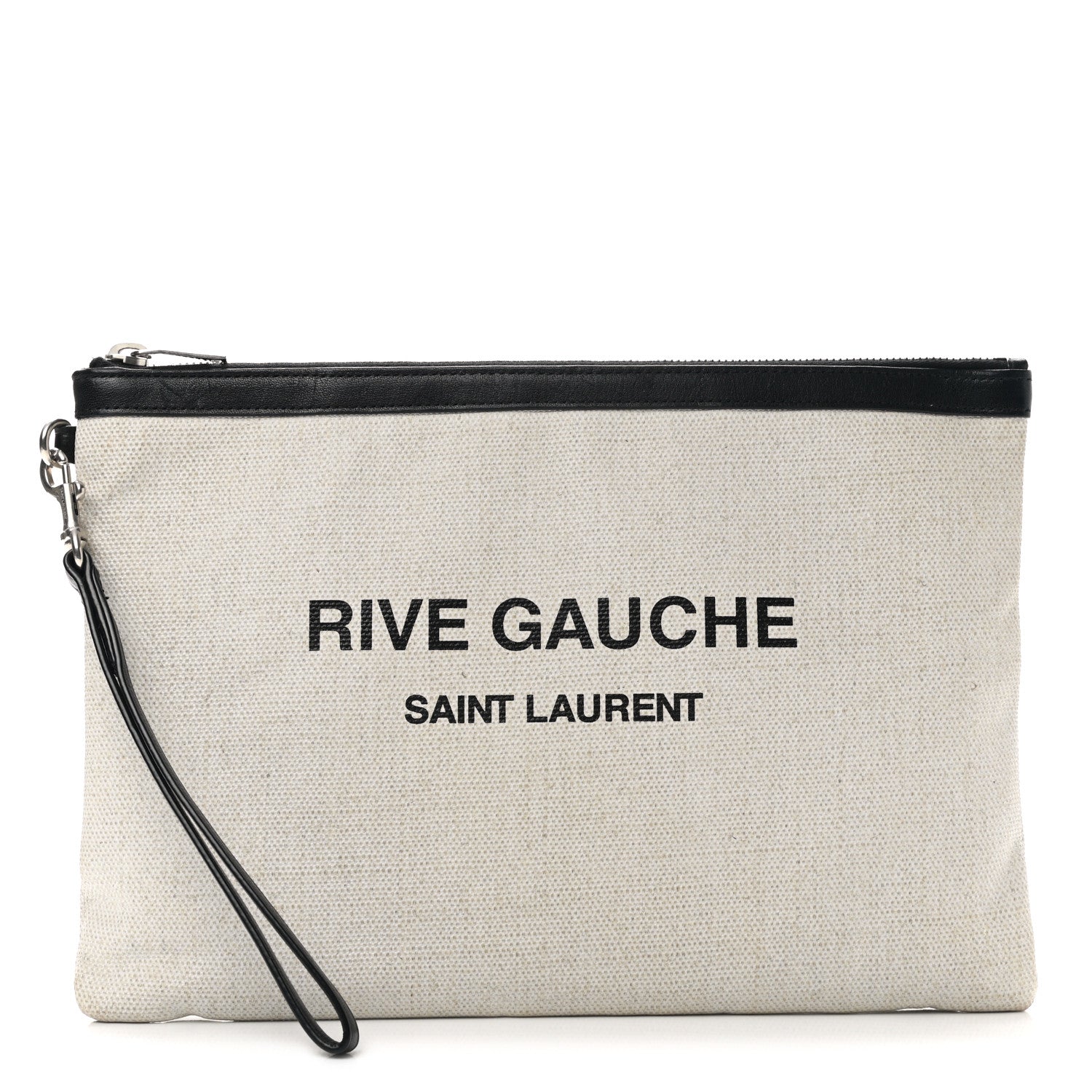 Saint Laurent Linen Canvas Rive Gauche Zipped Pouch Optic White 1 of 10