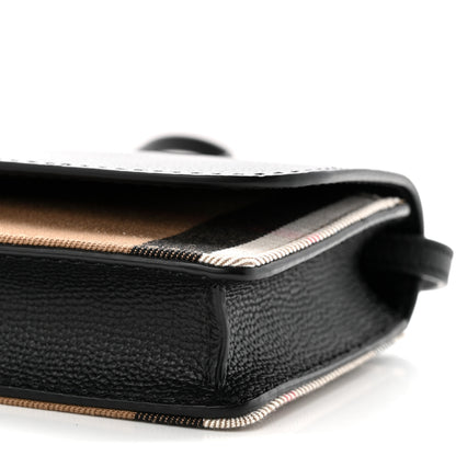 Burberry Derby Calfskin House Check Mini Hampshire Wallet On Chain Black 9 of 9