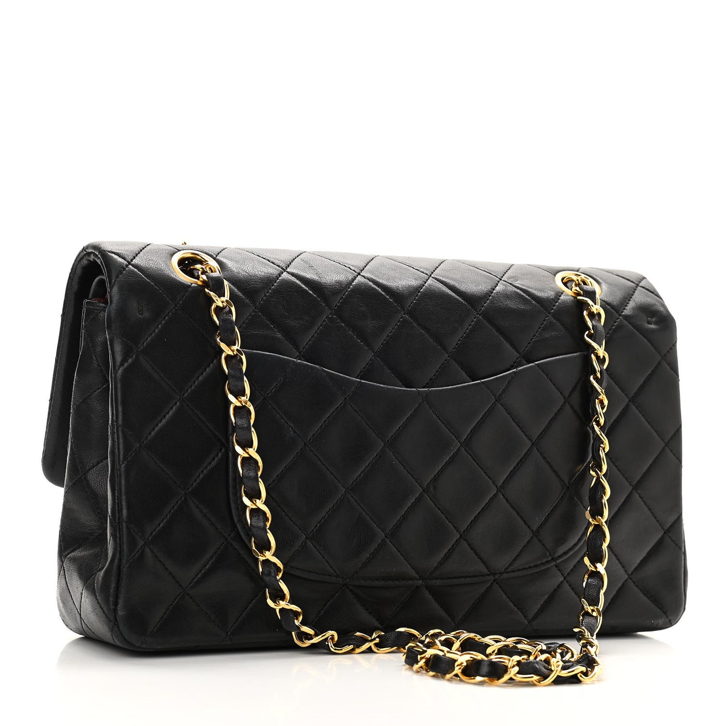 Lambskin Quilted Medium Double Flap Black