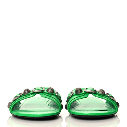 Balenciaga Agneau Arena Cagole Flat Slide Sandals 39 Vivid Green 2 of 8