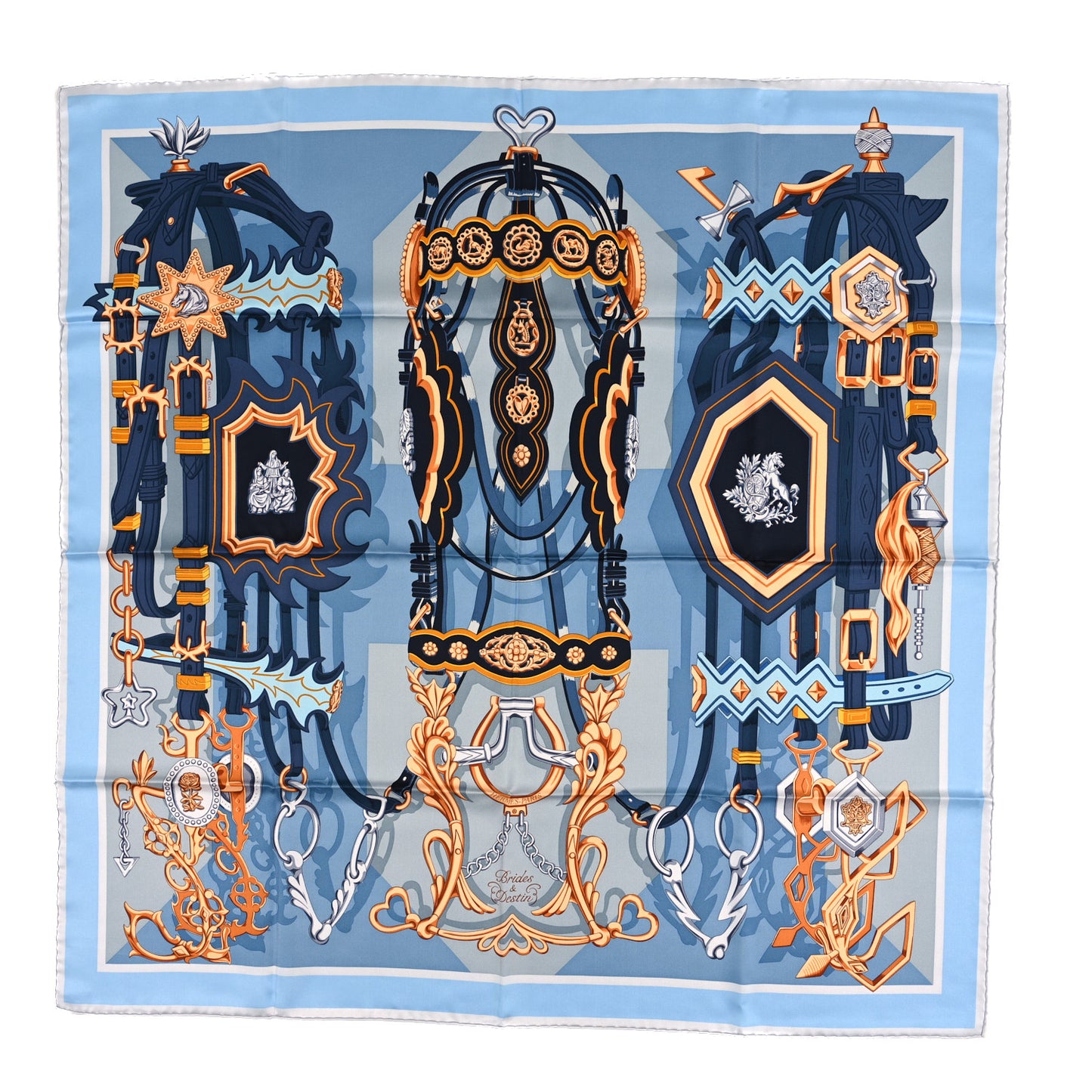 Silk Brides Et Destin Scarf 90 Blue Jean Mordore Ciel