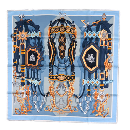 Hermes Silk Brides Et Destin Scarf 90 Blue Jean Mordore Ciel 1 of 3
