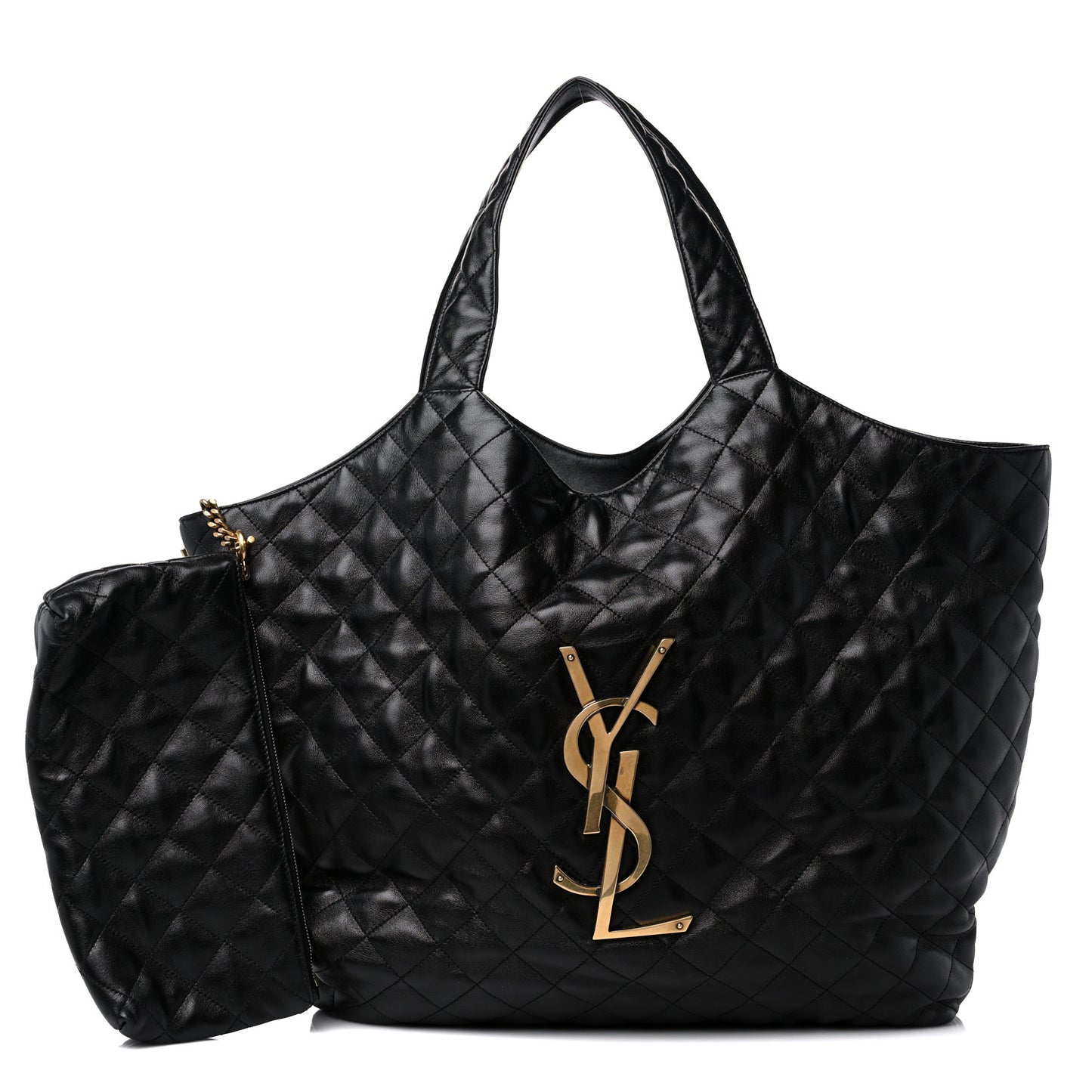 Lambskin Quilted Maxi Icare Shopping Tote Black
