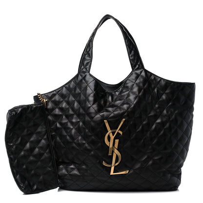 Saint Laurent Lambskin Quilted Maxi Icare Shopping Tote Black 1 of 10