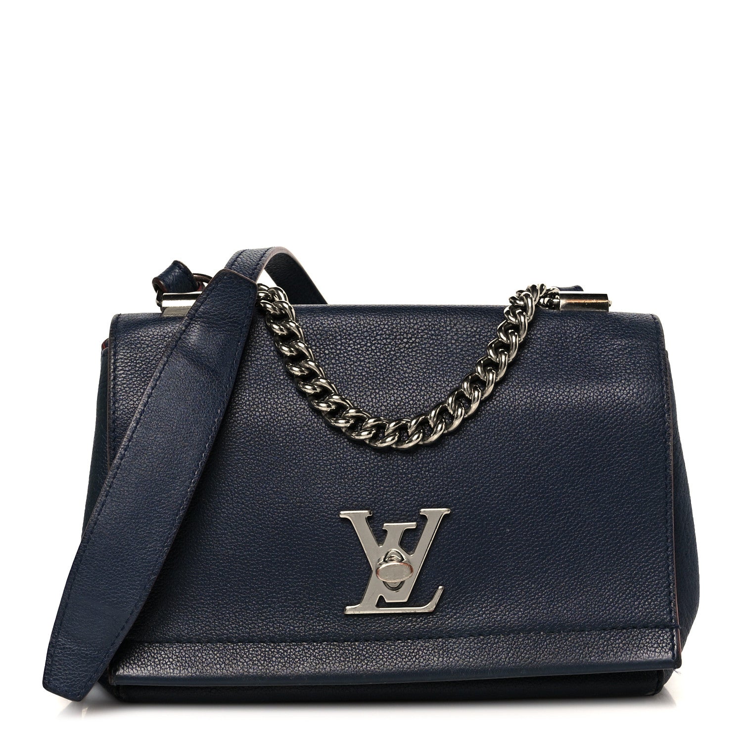 Louis Vuitton Calfskin Lockme II Chain Bag BB Marine Rouge 1 of 10