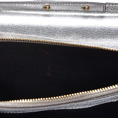 Saint Laurent Grained Metallic Calfskin Monogram Chain Wallet Argento 12 of 19