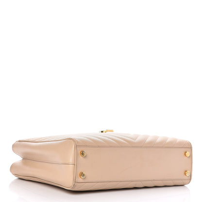 Saint Laurent Grain De Poudre Matelasse Chevron Monogram Shopping Bag Nude Powder 4 of 16