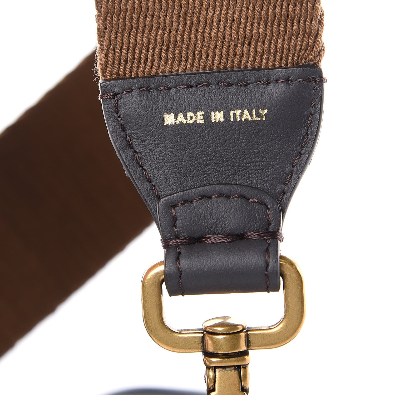 Fendi Ribbon Vitello Century FF 1974 Flat Studded Strap You Fango Marrone Ebano 4 of 5