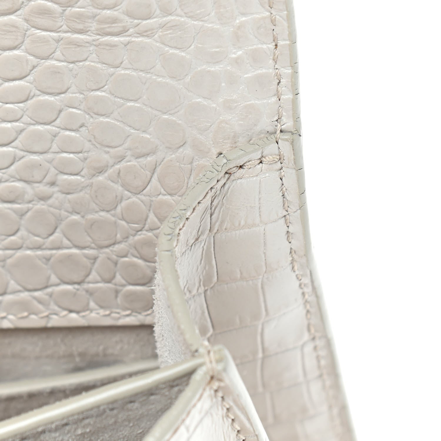 Saint Laurent Calfskin Crocodile Embossed Medium Monogram Sunset Blanc Vintage 13 of 13