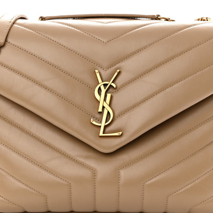 Saint Laurent Calfskin Y Quilted Monogram Medium Loulou Chain Satchel Dark Beige 8 of 12