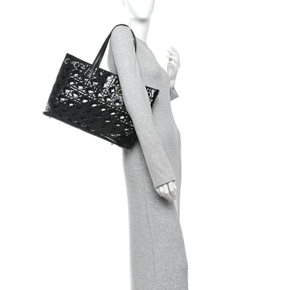 Christian Dior Patent Cannage Medium Panarea Tote Black 2 of 11