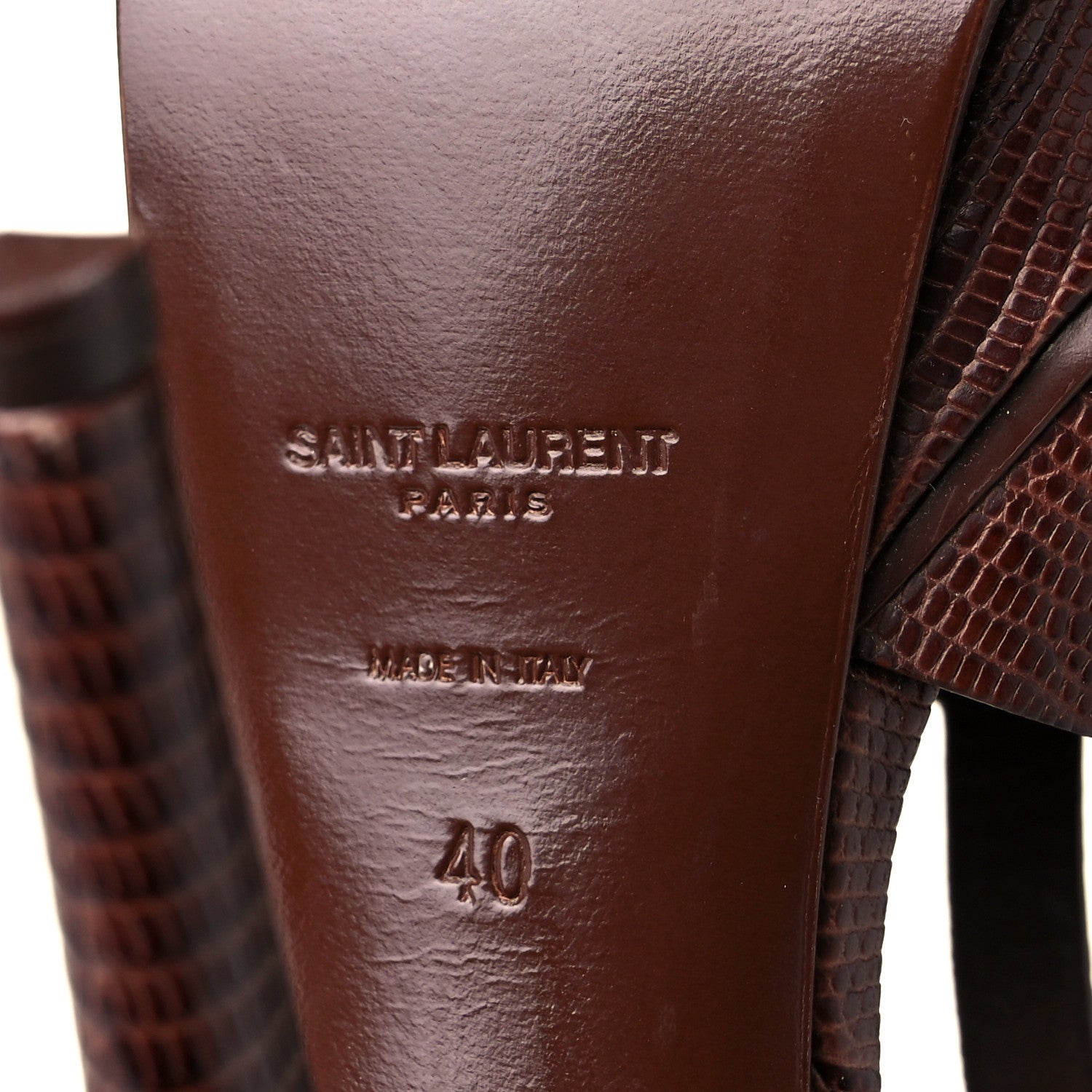 Saint Laurent Calfskin Embossed Crocodile Tribute 105 Platform Sandals 40 Brown 6 of 8