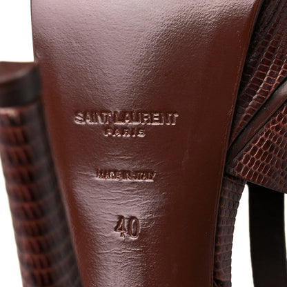Saint Laurent Calfskin Embossed Crocodile Tribute 105 Platform Sandals 40 Brown 6 of 8