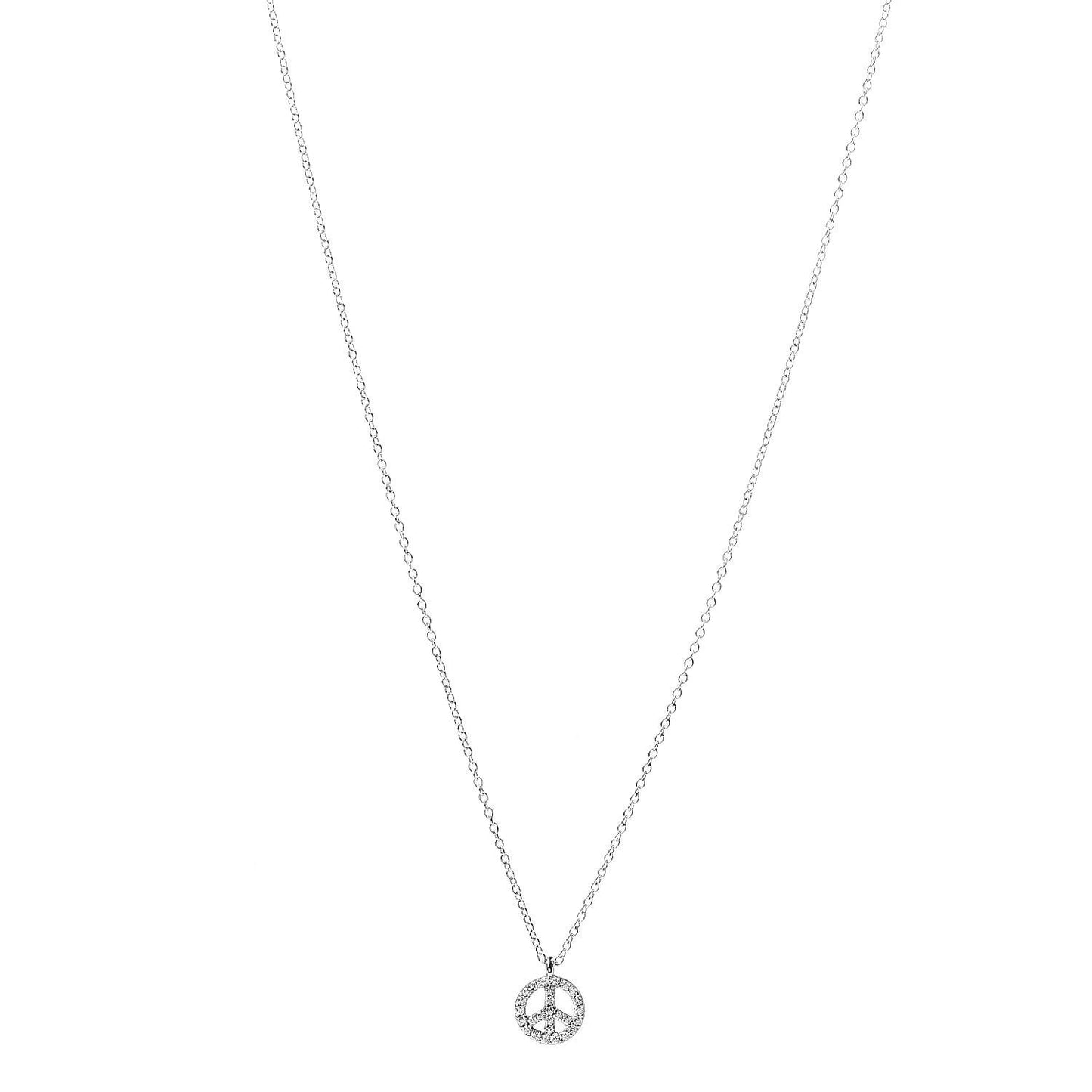 18K White Gold Diamond Metro Peace Pendant Necklace