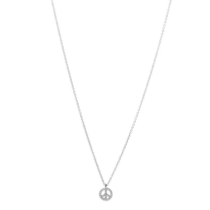 Tiffany 18K White Gold Diamond Metro Peace Pendant Necklace 1 of 6
