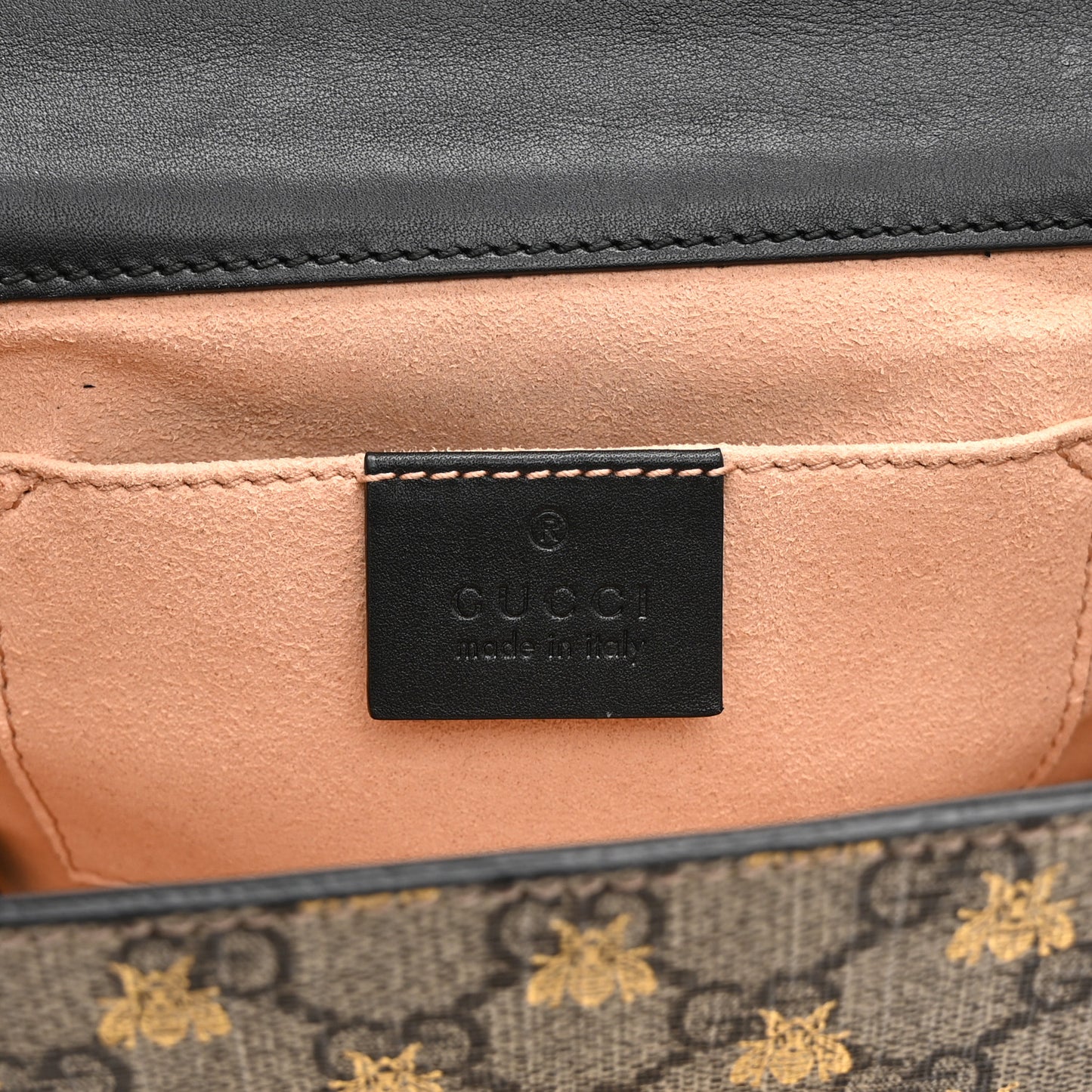 GG Supreme Monogram Bees Small Padlock Shoulder Bag Black